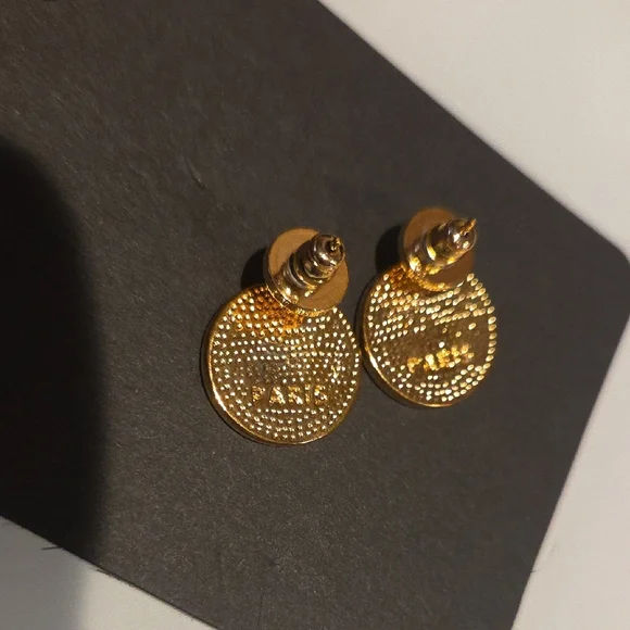 Gold Designer Stud Earrings - Picture 2 of 2